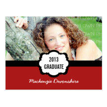 Simple Chic Graduation Party Postcard, Red