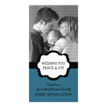 Simple Chic Holiday Photo Card, Blue