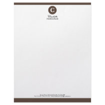 Simple Chocolate Brown & White Monogram Letterhead