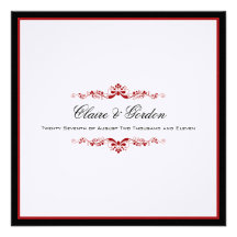 Simple Classic Black & Red Wedding Invitation