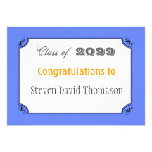 Simple, clean blue graduation announcement party
