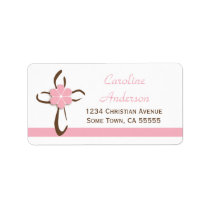 Simple Contemporary Cross with Pink Address Label