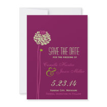 Simple Dahlia - Green & Purple Save the Date Custom Announcement