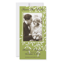 Simple Elegant Save the Date Photo Card (Green)