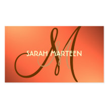 Simple fall colours peach custom monogram cards business cards