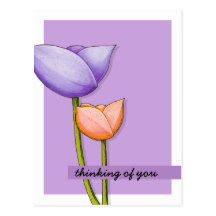 Simple Flowers purple orange Postcard