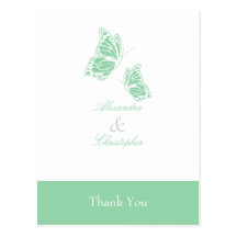 Simple Green Butterfly Thank You Postcards