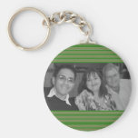 Simple Green Stripes Photo Frame Key Chains