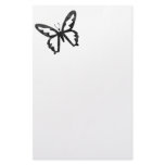 Simple Grungy Black Butterfly Customized Stationery