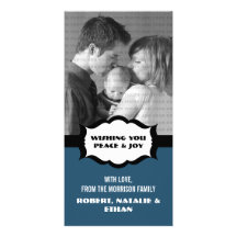 Simple Holiday Photo Card, Blue