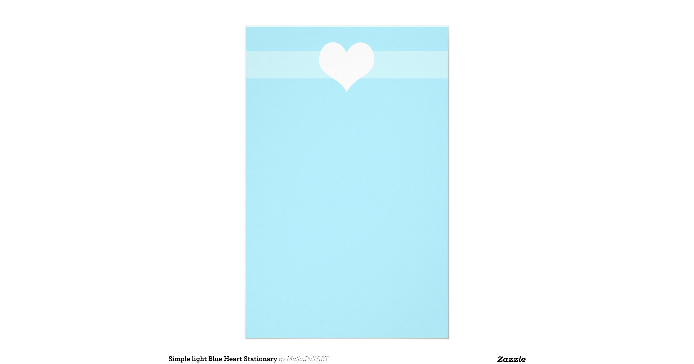 Simple light Blue Heart Stationary Stationery Paper Zazzle