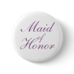 Simple lilac and white Maid Of Honour Button