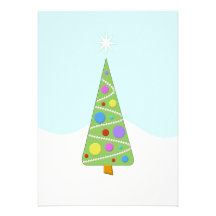 Simple Modern Christmas Tree Custom Personalized Personalized Invitations
