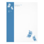 Simple moderne élégant bleu et blanc de papillon en-tête de lettre avec motif