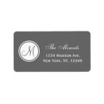 Simple Monogram Initial Grey Address Label