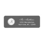 Simple Monogram Initial Grey Return Address Label