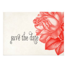 Simple Natural Botanical Red Rose Wedding Announcements