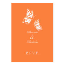 Simple Orange Butterfly RSVP Note Mini Business Card