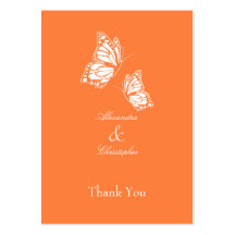 Simple Orange Butterfly Thank You Tag Business Card Template