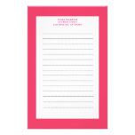 Simple pink border custom stationery