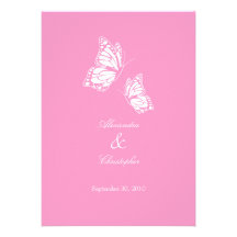 Simple Pink Butterflies Wedding Announcement