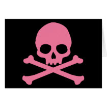 SImple Pink Skull and Crossbones Card