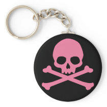 SImple Pink Skull and Crossbones Key Chain