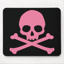 SImple Pink Skull and Crossbones Mousepads