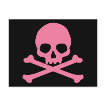 SImple Pink Skull and Crossbones Post Card