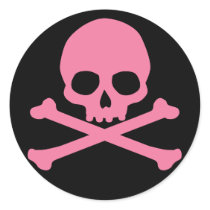 SImple Pink Skull and Crossbones Sticker