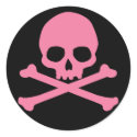 SImple Pink Skull and Crossbones stickers