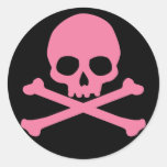 SImple Pink Skull and Crossbones Sticker