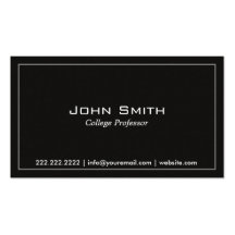 Simple Plain Dark College Professor Business Card