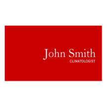 Simple Plain Red Climatologist Business Card