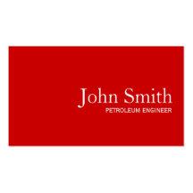 Simple Plain Red Petroleum Engineer Business Card