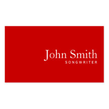 Simple Plain Red Songwriter Business Card
