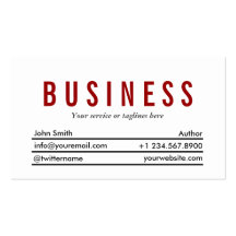 Simple Plain Red Title Author Business Card