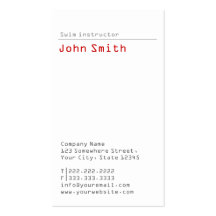 Simple Plain Swim Instructor Business Card