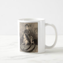 Simple Pleasures Woodcut Boy On Rocking Horse Mugs