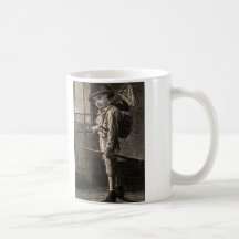 Simple Pleasures Woodcut Boy Running Away Coffee Mug