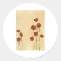 Simple Poppies Round Stickers
