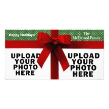Simple Red Bow photo template Photo Greeting Card
