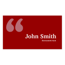 Simple Red Quotes Songwriter Business Card