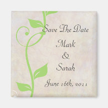 Simple Scrolling Vines Pink Save the Date Magnet