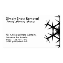 Simple Snow Shoveling, Plowing, Removal Card Business Card Template