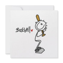 Simple Stick Figure Baseball T-shirts and Gifts Personalized Invitation