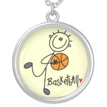 Simple Stick Figure Basketball T-shirts and Gifts Necklaces