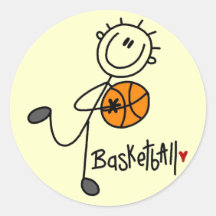 Simple Stick Figure Basketball T-shirts and Gifts Round Sticker