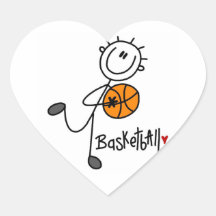 Simple Stick Figure Basketball T-shirts and Gifts Heart Sticker