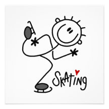 Simple Stick Figure Ice Skating T-shirts and Gifts Personalized Invitations
